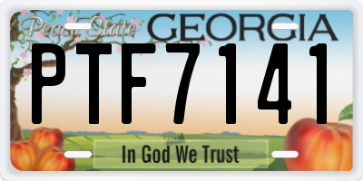 GA license plate PTF7141