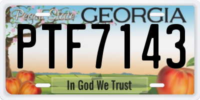 GA license plate PTF7143