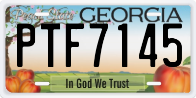 GA license plate PTF7145