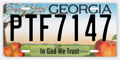 GA license plate PTF7147