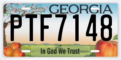 GA license plate PTF7148