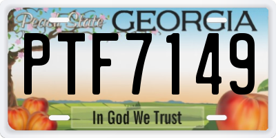 GA license plate PTF7149