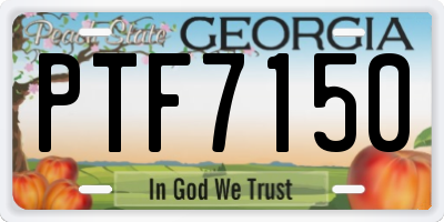 GA license plate PTF7150