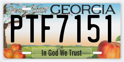 GA license plate PTF7151