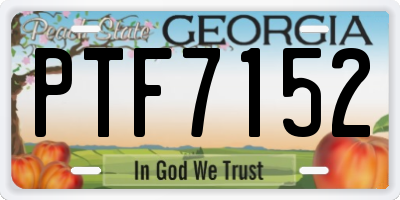 GA license plate PTF7152