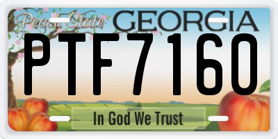 GA license plate PTF7160