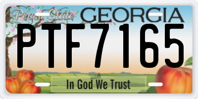 GA license plate PTF7165