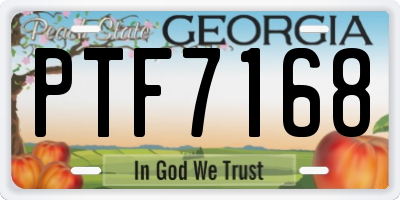 GA license plate PTF7168