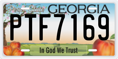 GA license plate PTF7169