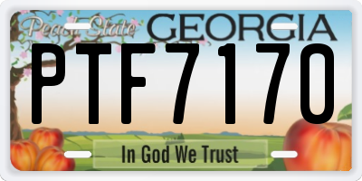 GA license plate PTF7170