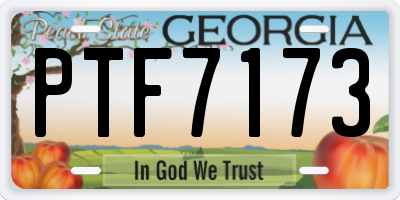 GA license plate PTF7173