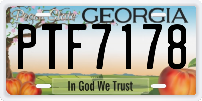 GA license plate PTF7178