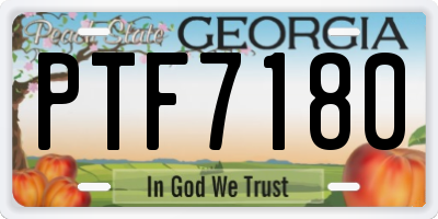 GA license plate PTF7180