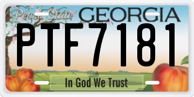 GA license plate PTF7181