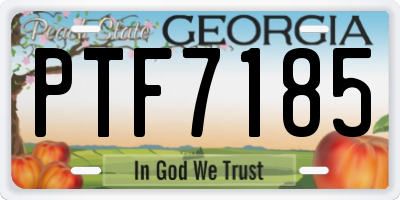 GA license plate PTF7185