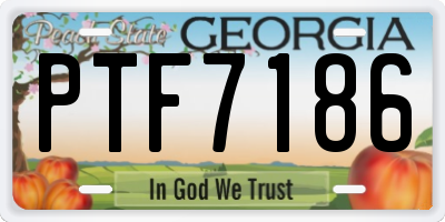 GA license plate PTF7186