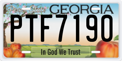 GA license plate PTF7190