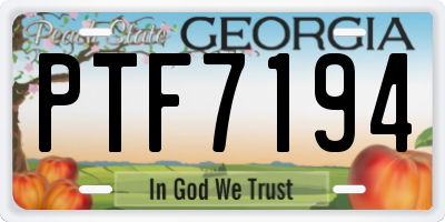 GA license plate PTF7194
