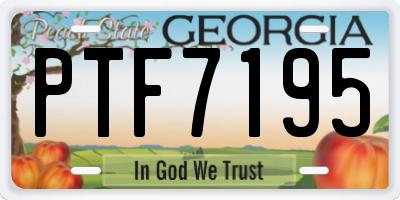 GA license plate PTF7195