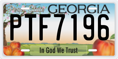 GA license plate PTF7196