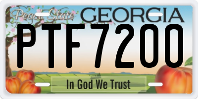 GA license plate PTF7200