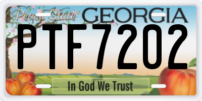 GA license plate PTF7202