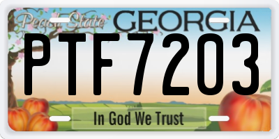GA license plate PTF7203