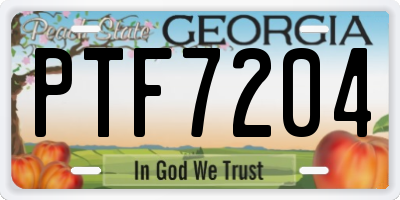 GA license plate PTF7204