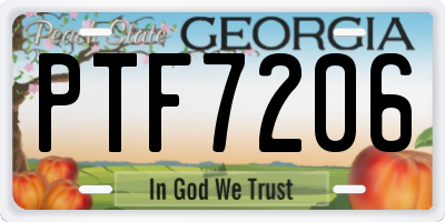 GA license plate PTF7206
