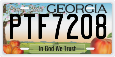 GA license plate PTF7208