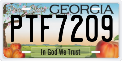 GA license plate PTF7209
