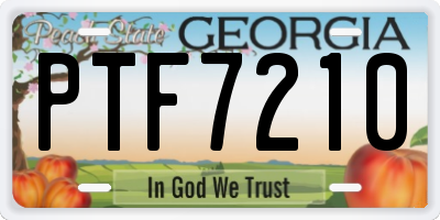 GA license plate PTF7210