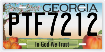 GA license plate PTF7212