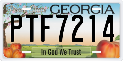 GA license plate PTF7214