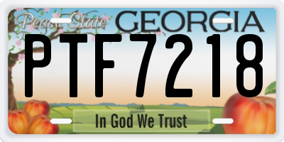 GA license plate PTF7218