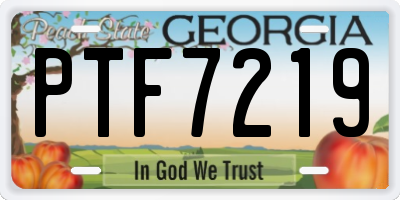 GA license plate PTF7219