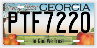 GA license plate PTF7220