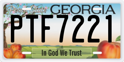 GA license plate PTF7221