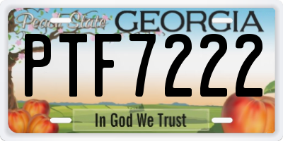 GA license plate PTF7222