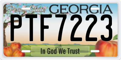 GA license plate PTF7223