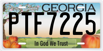 GA license plate PTF7225