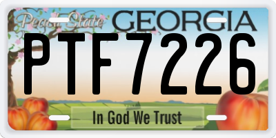 GA license plate PTF7226