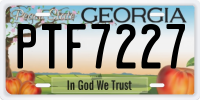 GA license plate PTF7227