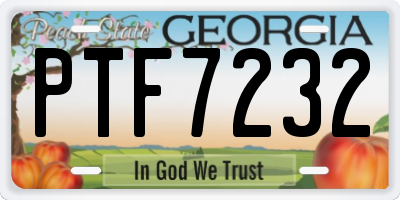 GA license plate PTF7232