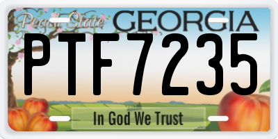 GA license plate PTF7235