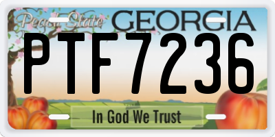 GA license plate PTF7236