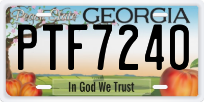 GA license plate PTF7240