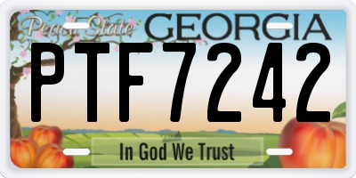 GA license plate PTF7242