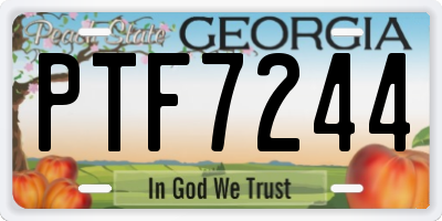 GA license plate PTF7244