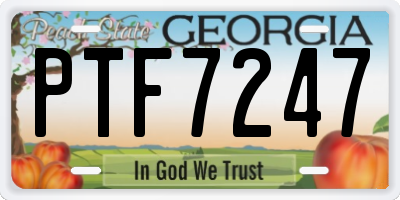 GA license plate PTF7247